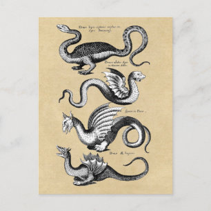 Postal Historia de los dragones Sepia