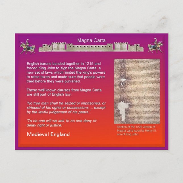 Postal Historia, Inglaterra medieval, Carta Magna (Anverso)