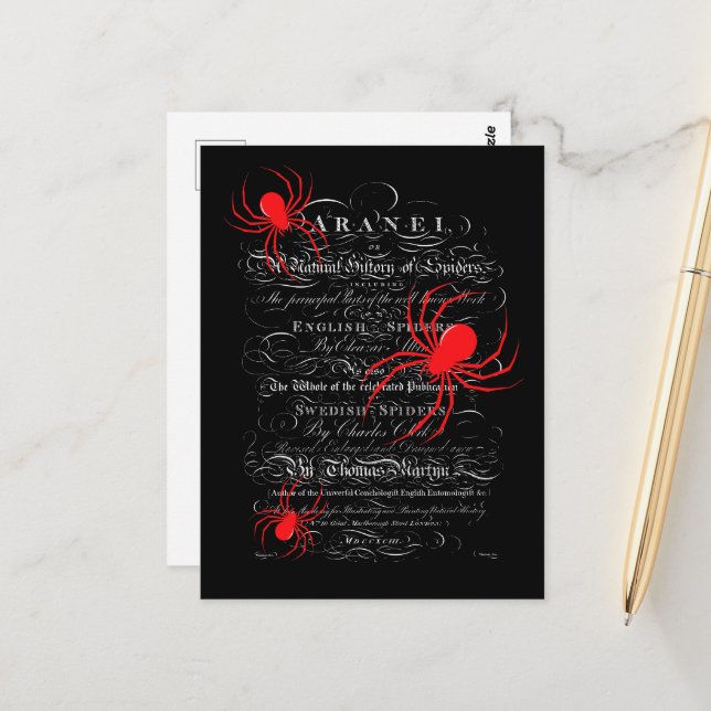 Postal Historia natural Título Página Spiders Calligraphy (Anverso/Reverso In Situ)
