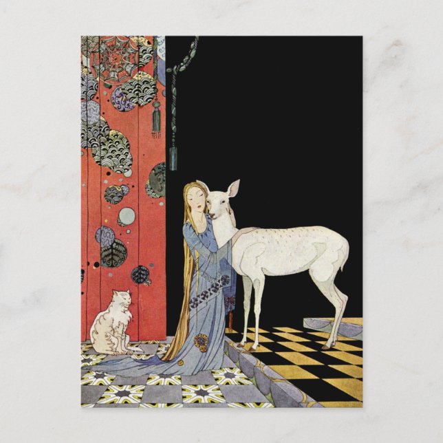 Postal Historias de hadas antiguas francesas: Bonne-Biche (Anverso)