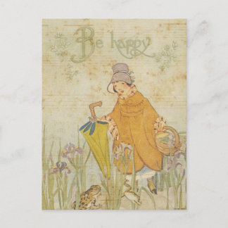 Postal Historias de niños de Chica lindo vintage de rana