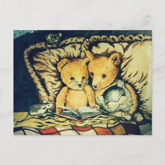 Postal Historias Vintage Teddy Bedtime (Anverso)