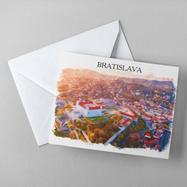 Postal Historic Bratislava Slovakia - Watercolor Skyline  (Historic Bratislava Slovakia - Watercolor Skyline Postcard)