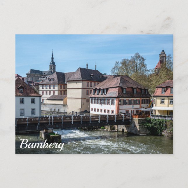 Postal Histórico casco antiguo y río en Bamberg, Alemania (Anverso)