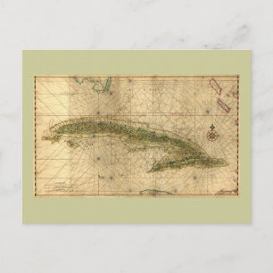 Postal Histórico Mapa de Cuba de 1639 de Joan Vinckeboons