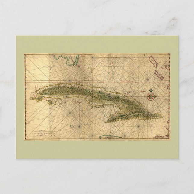 Postal Histórico Mapa de Cuba de 1639 de Joan Vinckeboons (Anverso)