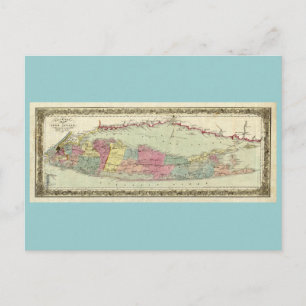 Postal Histórico mapa de viajeros de 1855-1857 de Long Is