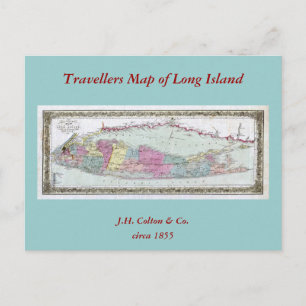Postal Histórico mapa de viajeros de 1855-1857 de Long Is