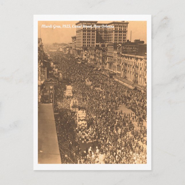 Postal Histórico Mardi Gras Nueva Orleans, foto de 1925 (Anverso)