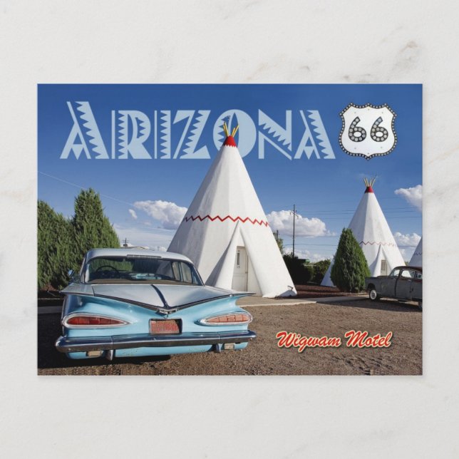 Postal Histórico Motel Wigwam, Route 66, Arizona (Anverso)