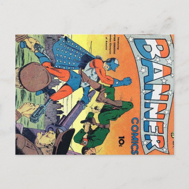 Postal Historieta de la Edad Dorada - Comics en Banner (Anverso)