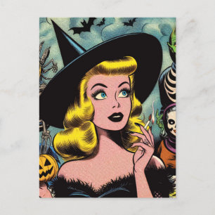 Postal Historietas de brujas de Halloween