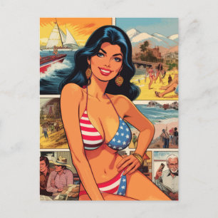 Postal Historietas de Chica de verano antiguas