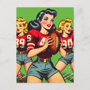 Postal Historietas de Chicas de fútbol retro