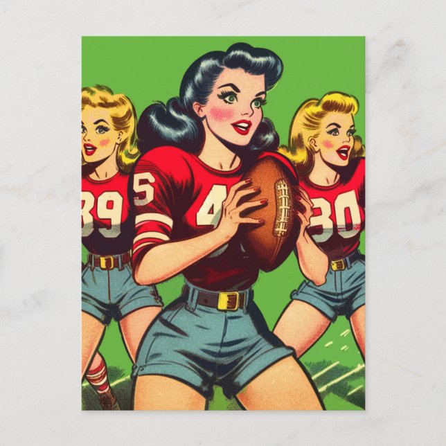 Postal Historietas de Chicas de fútbol retro (Anverso)