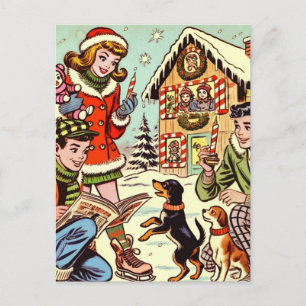 Postal Historietas de invierno antiguas