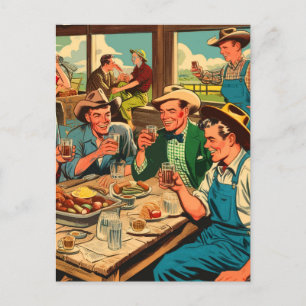 Postal Historietas de los niños de la retro