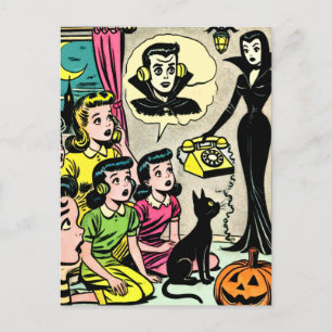 Postal Historietas de niños de Halloween de época