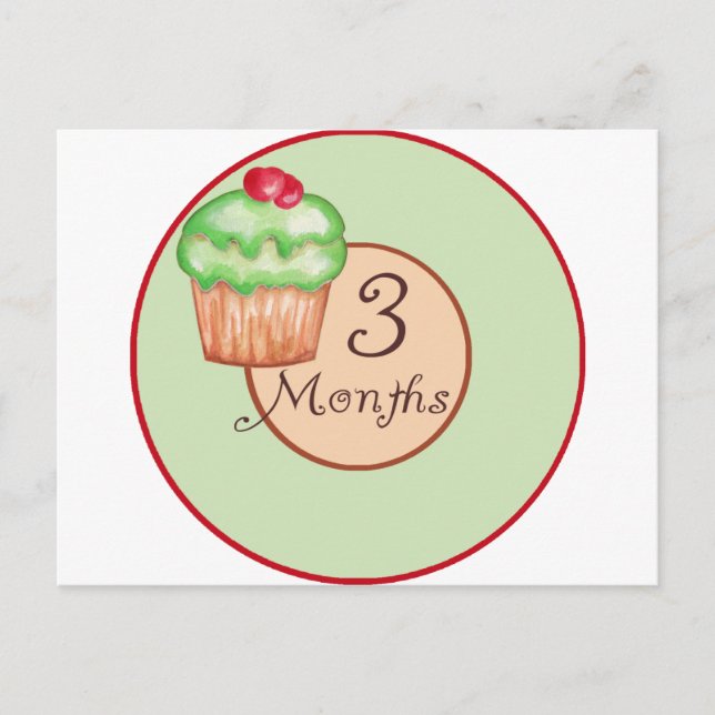 Postal Hito de la tarta de 3 meses (Anverso)