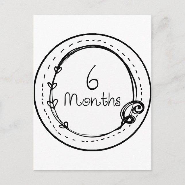Postal Hito Doodle de 6 meses (Anverso)