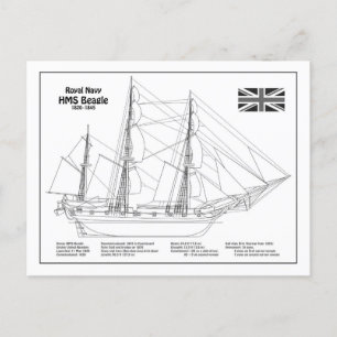 Postal HMS Beagle Tall Ship - Ship Blueprint BD
