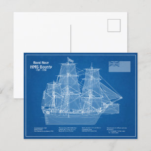Postal HMS Bounty - Planes de trazado de buques ABD