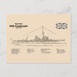 Postal HMS Dreadnought - SD de diseño para el buque