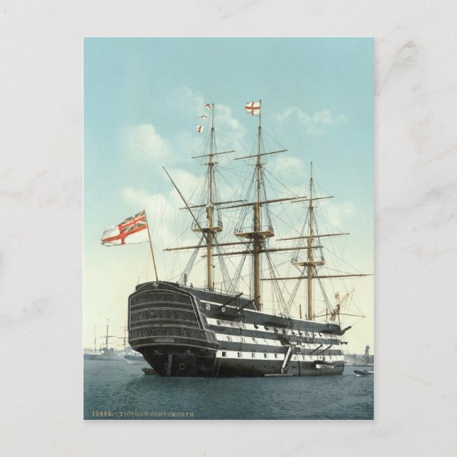 Postal HMS Victory, Portsmouth, Inglaterra c.1895 (Anverso)