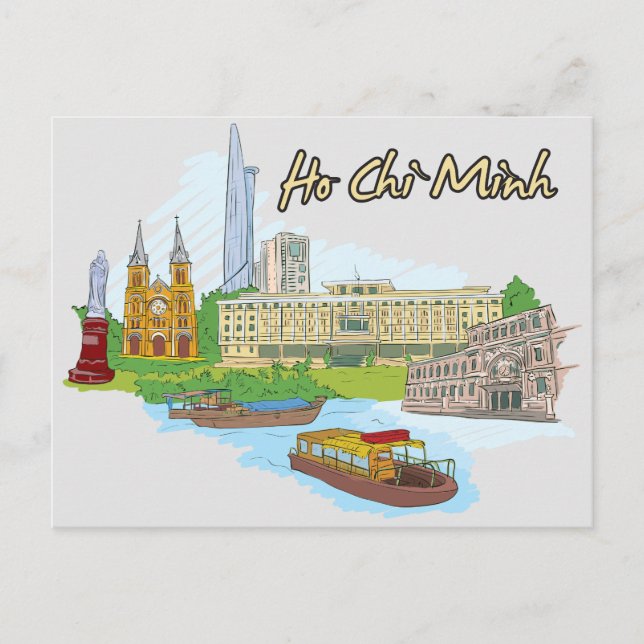 Postal Ho Chi Minh, ciudad famosa de Vietnam (Anverso)