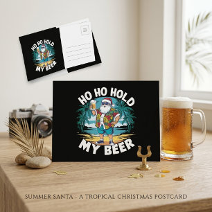Postal Ho Ho Agarra Mi Cerveza Santa Tropical Navidad Div