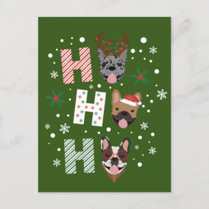 Postal Ho Ho Ho Ho Bulldog francés Feliz Navidad