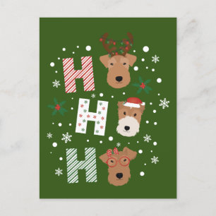 Postal Ho Ho Ho Ho Ho Welsh Terrier Feliz Navidad