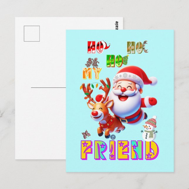 Postal Ho Ho Ho Mi Querido Amigo (Anverso / Reverso)
