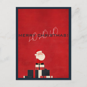 Postal HO HO HO Rojo Feliz Navidad