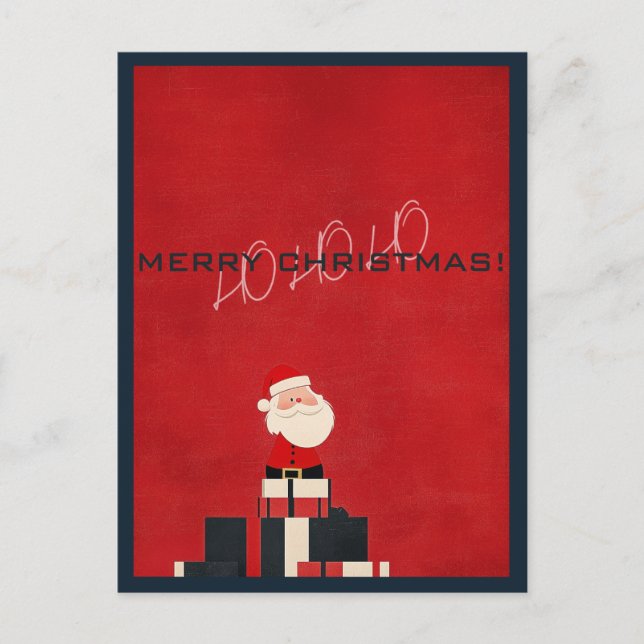 Postal HO HO HO Rojo Feliz Navidad (Anverso)