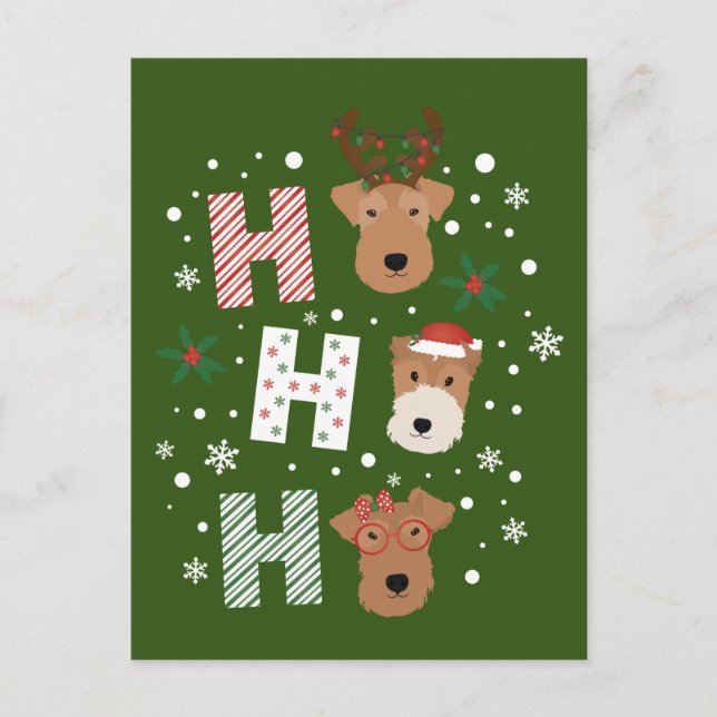 Postal Ho Ho Ho Welsh Terrier Feliz Navidad (Anverso)