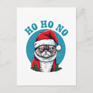 Postal Ho ho no - divertido gato gruñón de santa
