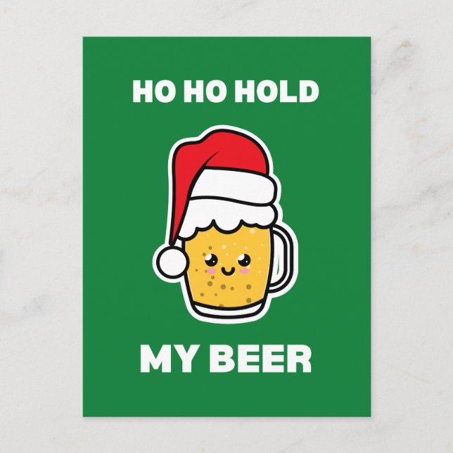 POSTAL HO MANTENER MI CERVEZA CUTE BEER SANTA (Anverso)