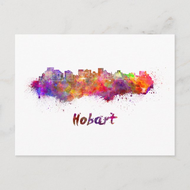 Postal Hobart skyline in watercolor (Anverso)