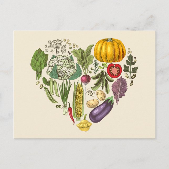 Postal Hobby Jardín Vegetable Crecimiento Corazón (Anverso)