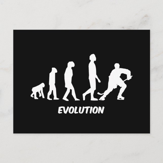 Postal hockey sobre evolución (Anverso)