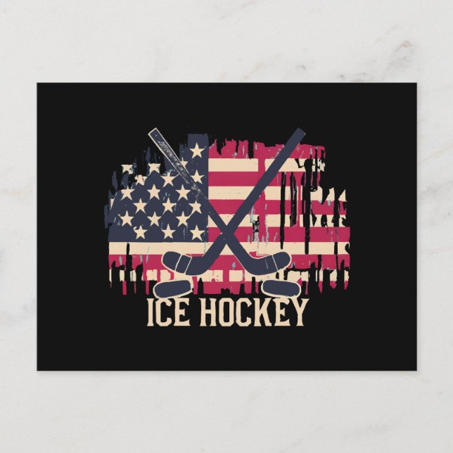 Postal Hockey sobre hielo - Bandera estadounidense (Anverso)