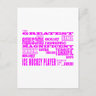 Postal Hockey sobre hielo chicas: Jugador Rosa Grande de