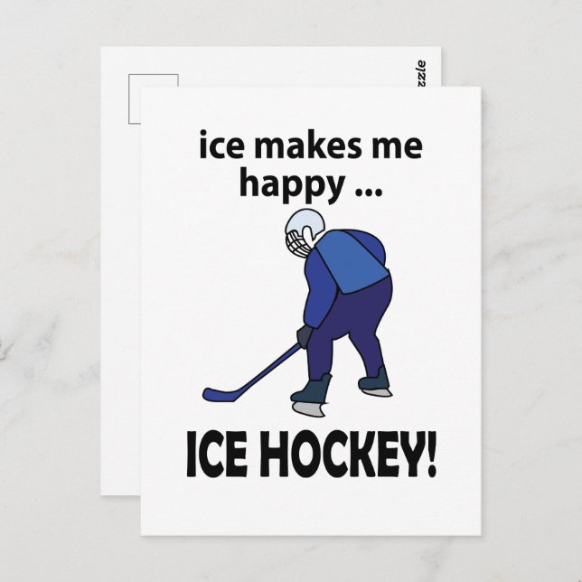 Postal Hockey sobre hielo el hielo me hace feliz Hockey s (Anverso / Reverso)