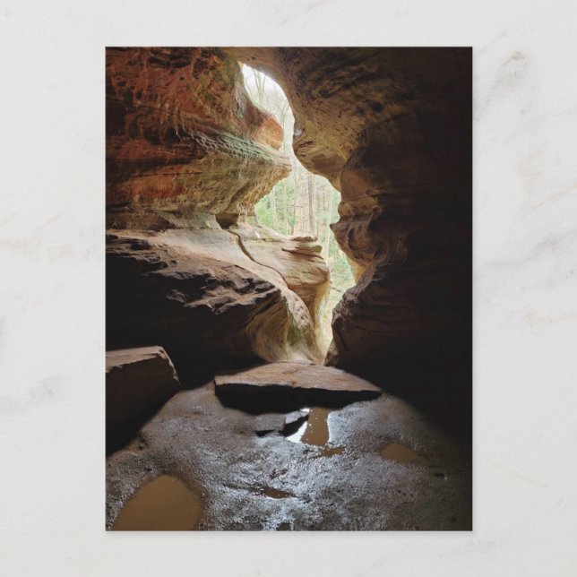 Postal Hocking Hills Ohio Cueva icónica (Anverso)