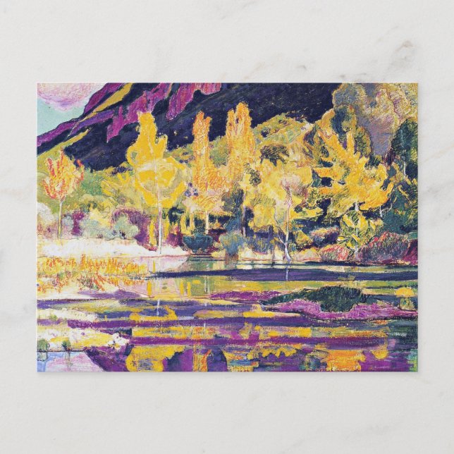 Postal Hodler - A los pies de Petit Saleve, arte de prime (Anverso)