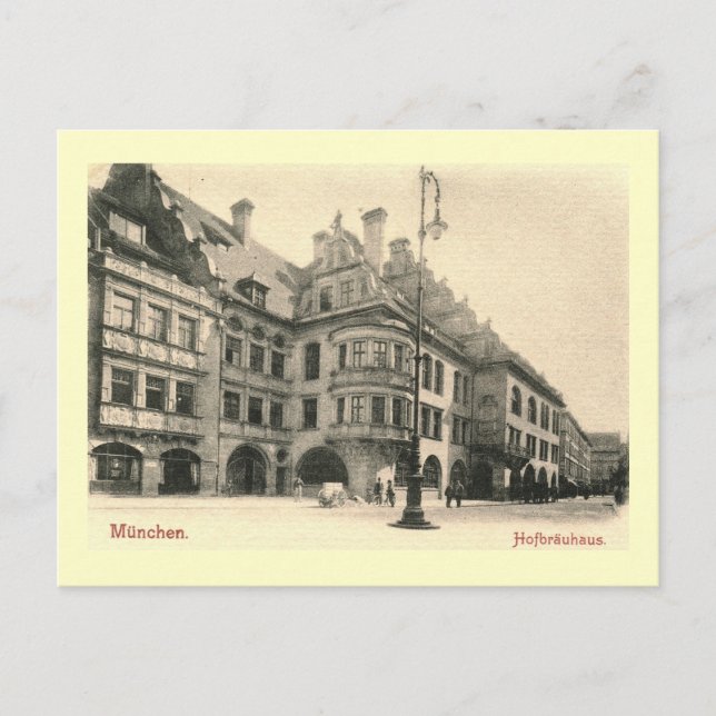 Postal Hofbrauhaus, Múnich, Alemania 1900 Vintage (Anverso)