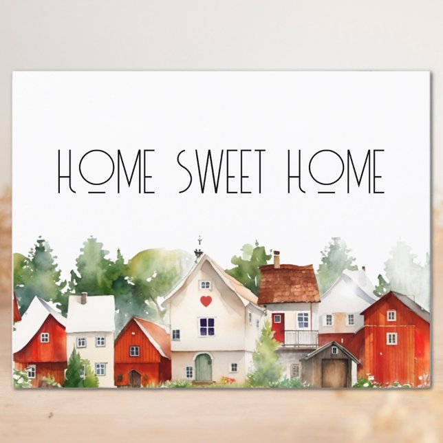 Postal Hogar de color de agua dulce hogar inmobiliario (Watercolor Home Sweet Home Real Estate Postcard)