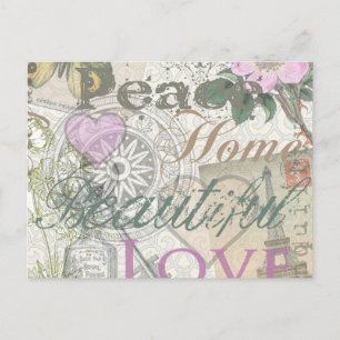 Postal Hogar de Paz Vintage Belleza Amor