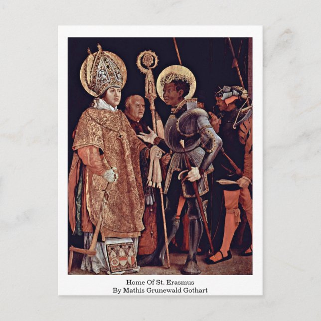 Postal Hogar de St. Erasmus por Mathis Grunewald Gothart (Anverso)